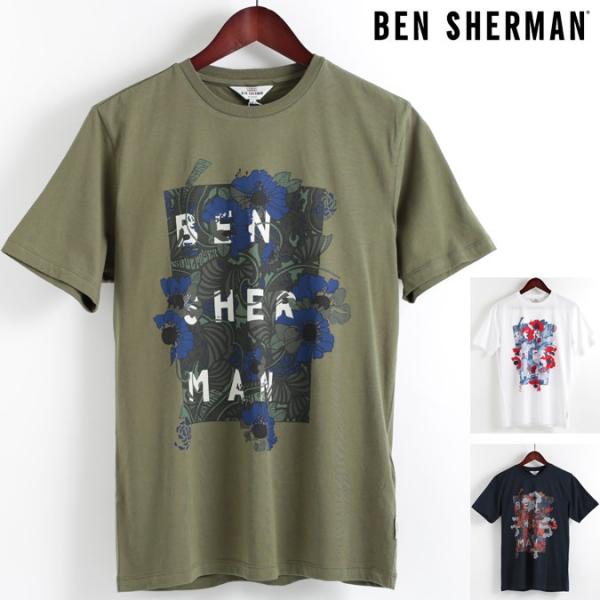 ベンシャーマン Ben Sherman Tシャツ フローラル パネル 3色 メンズ 花柄
