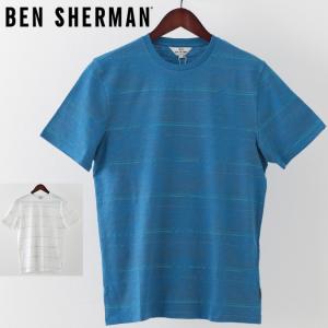 ベンシャーマン Ben Sherman  Tシャツ パーム ストライプ 2色 マリン ホワイト メンズ｜ukclozest