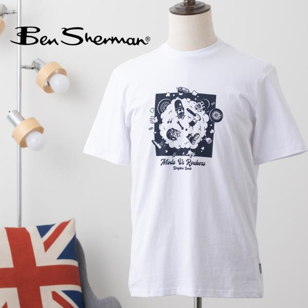 Ben Sherman ベンシャーマン グラフィック プリント Tシャツ 半袖 ホワイト モッズvs...