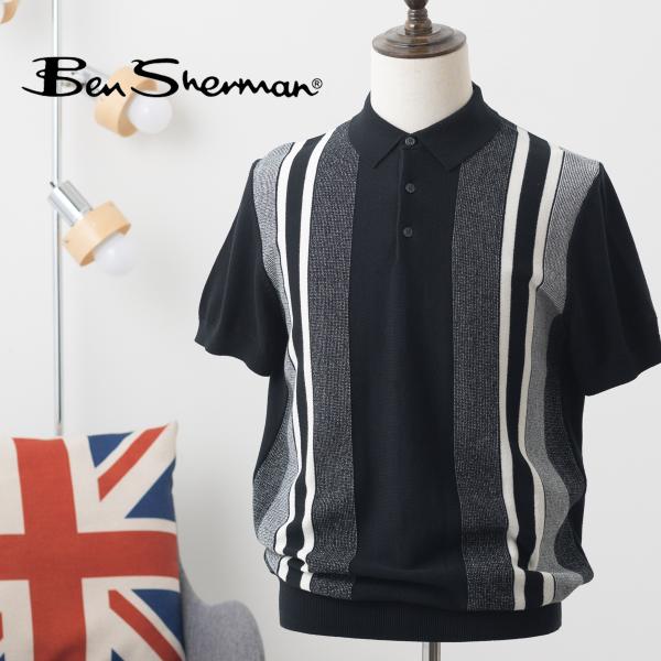 Ben Sherman ベンシャーマン メンズ 半袖ポロシャツ バーズアイストライプ ポロ レギュラ...