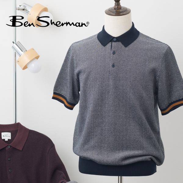 Ben Sherman ベンシャーマン メンズ 半袖ポロシャツ オールオーバーテクスチャード ポロ ...