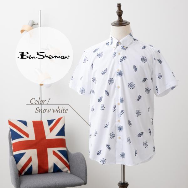 Ben Sherman ベンシャーマン 半袖シャツ フローラルプリント ボタンダウン プリント レギ...