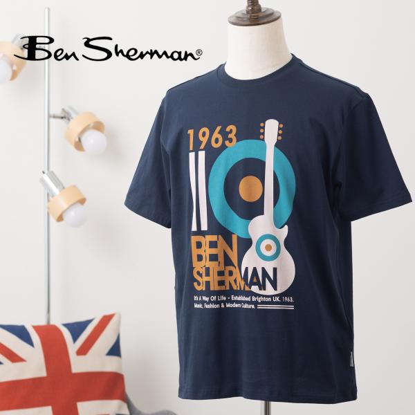 Ben Sherman ベンシャーマン グラフィック プリント Tシャツ 半袖 ダークネイビー モッ...