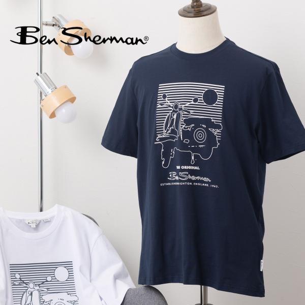 Ben Sherman ベンシャーマン グラフィック プリント Tシャツ 半袖 オーガニックコットン...