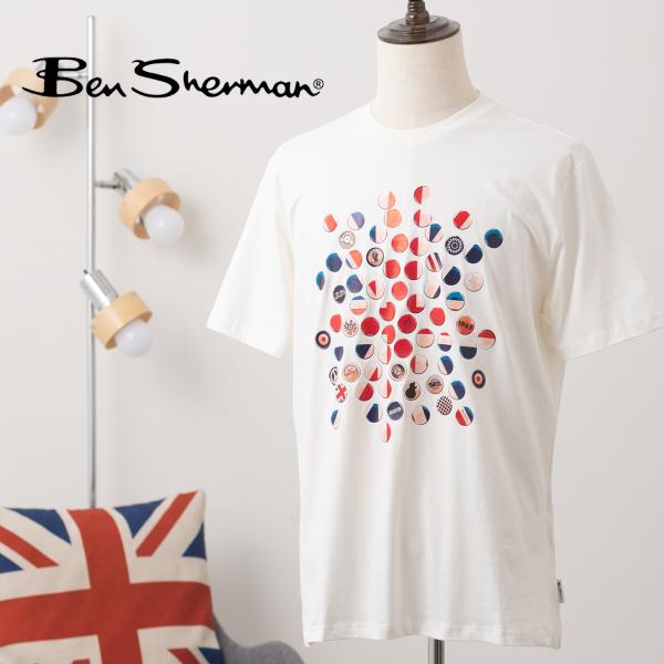 Ben Sherman ベンシャーマン グラフィック プリント Tシャツ 半袖  スノーホワイト ユ...