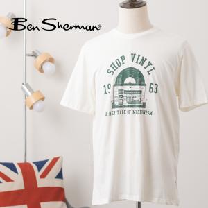 Ben Sherman ベンシャーマン グラフィック プリント Tシャツ 半袖 ブラック バックプリント ブライトンビーチクラブ オーガニックコットン シンプル｜ukclozest