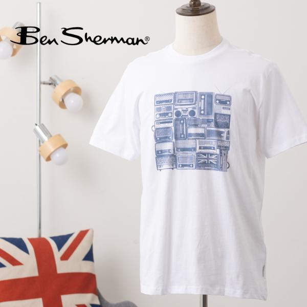 Ben Sherman ベンシャーマン グラフィック プリント Tシャツ 半袖 ダークネイビー ギタ...