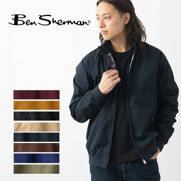 ベンシャーマン Ben Sherman ハリントンジャケット ブラック カモフラージュ ダークブラウ...