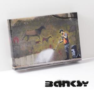 BANKSY CANVAS ART バンクシー キャンバスアート スモール 30cm × 21cm × 3.5cm Wall Washer｜ukclozest