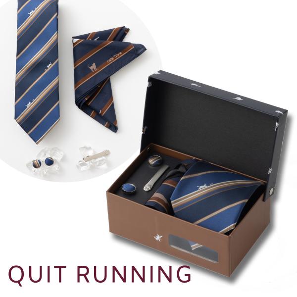 猫だらけのメンズ4点ギフトセット ネイビー ストライプ イージーケア CHILLWORK ウォッシャ...