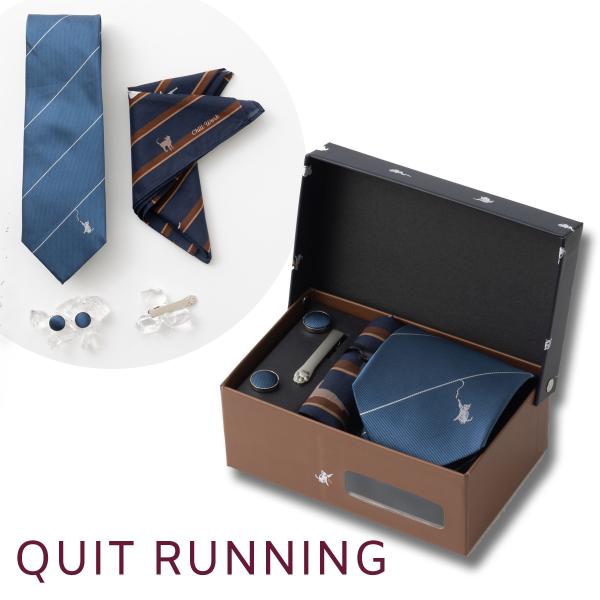 猫だらけのメンズ4点ギフトセット ブルー ストライプ イージーケア CHILLWORK ウォッシャブ...