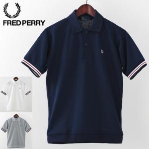 フレッドペリー Fred Perry ポロシャツ ポロ ボンバー ストライプ リブ ピケ 鹿の子 Fred Perry 日本製 3色 ネイビー ホワイト ミックスグレー メンズ｜ukclozest