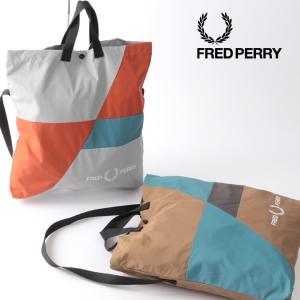 フレッドペリー メンズ トートバッグ ショルダー カラーブロック 2WAY Fred Perry 46×38cm ユニセックス 男女兼用 2色 グレー ベージュ レディース