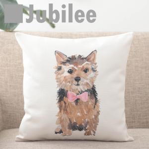 クッションカバー 犬 ペット デザイナーコラボ 45×45cm リネン ジュビリーロンドン 天然の麻を含んだハンドメイド プレゼント ギフト 新生活