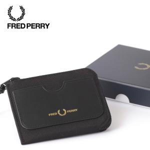 フレッドペリー メンズ ジップウォレット レザーミックス グラフィック Fred Perry 11×9cm 本革 ユニセックス 男女兼用 ブラック レディース｜ukclozest