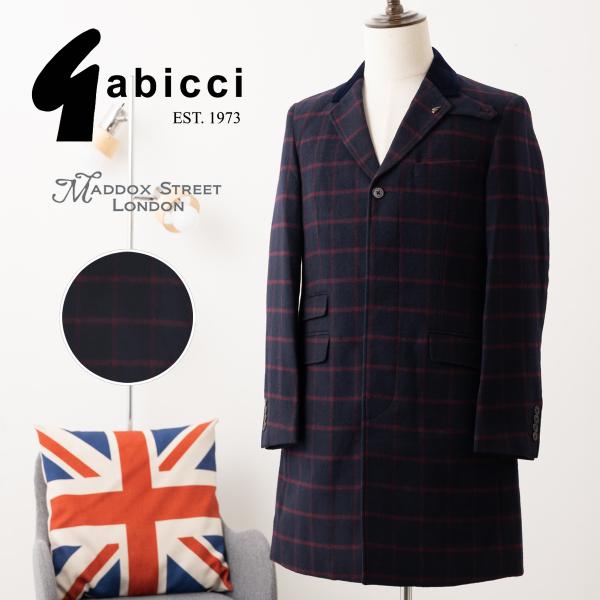 Gabicci メンズ チェスターコート ウール ガビッチ チェック ペイズリー キルティング Ma...