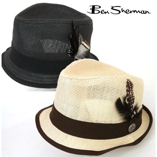 ベンシャーマン Ben Sherman 麦わら 帽子 中折れ ソリッド ストローハット メンズ