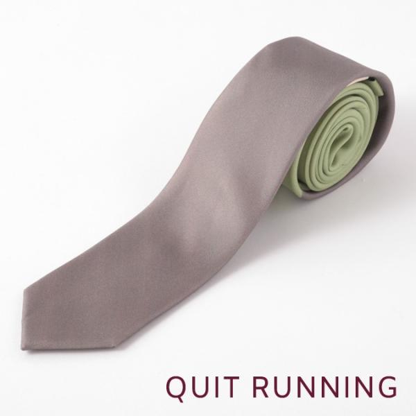 Quit Running クイトランニング シルクネクタイ ハンドメイド 英国ブランド ツートン ヨ...