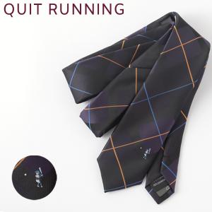 ウォッシャブルネクタイ 洗えるイージーケア Quit Running 洗濯OK ベースボール 野球 クイトランニング メンズ パープル チャコール  英国ブランド｜ukclozest