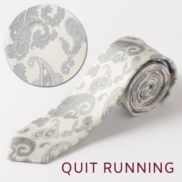 ペイズリーデザイン 洗えるイージーケア CHILLWORK ウォッシャブル ネクタイ 洗濯OK ホワ...