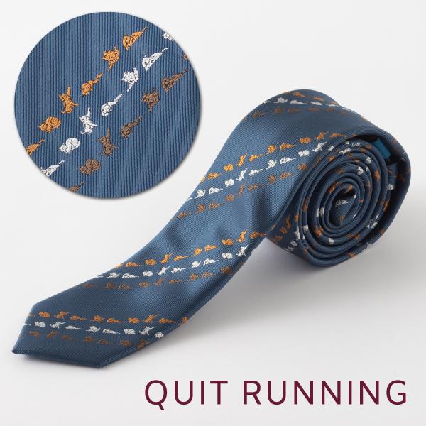 猫好きの方に キャット デザインネクタイ 刺繍 洗えるイージーケア ブルー CHILLWORK ウォ...