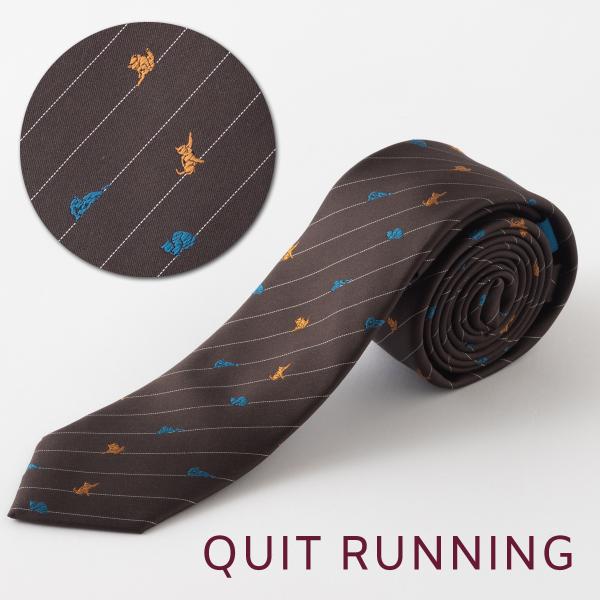 猫好きの方に キャット デザインネクタイ 刺繍 洗えるイージーケア ブラウン ストライプ CHILL...