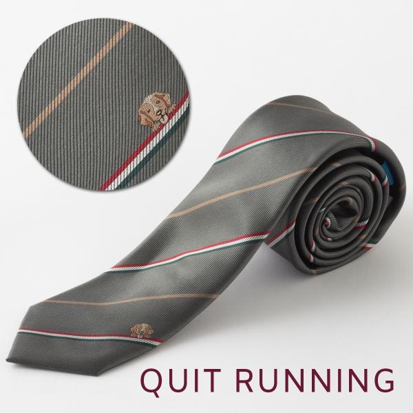 犬好きの方に ミニチュアダックスフンド ネクタイ ストライプ ドッグ 刺繍 グレー CHILLWOR...