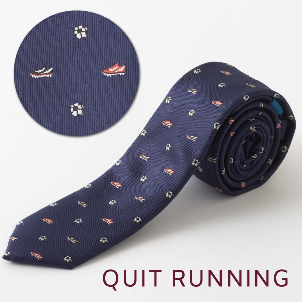 サッカーが趣味の方へ ホビーネクタイ サッカー デザイン 刺繍 スパイク ボール ネイビー CHIL...