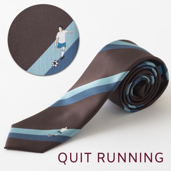 サッカーが趣味の方へ ホビーネクタイ サッカー デザイン 刺繍 ブラウン ストライプ CHILLWO...