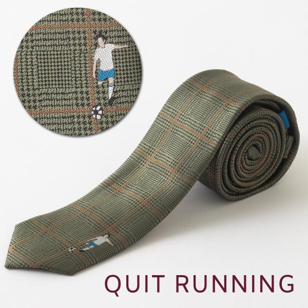 サッカーが趣味の方へ ホビーネクタイ サッカー デザイン 刺繍 グリーン チェック CHILLWOR...