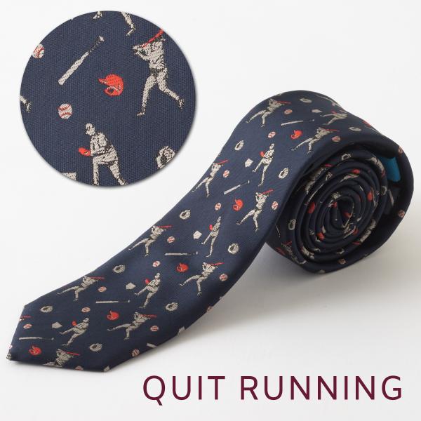 野球が趣味の方へ ホビーネクタイ 野球 ベースボール デザイン 刺繍 ネイビー CHILLWORK ...