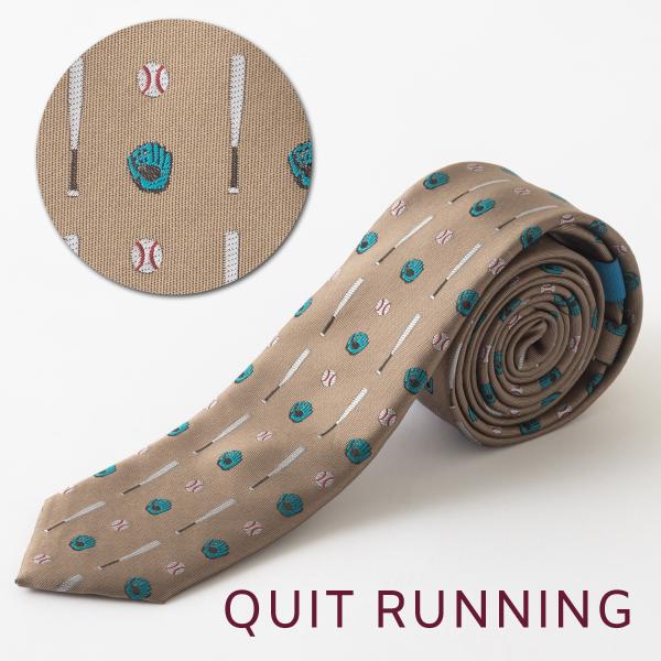 野球が趣味の方へ ホビーネクタイ 野球 ベースボール デザイン 刺繍 ベージュ CHILLWORK ...