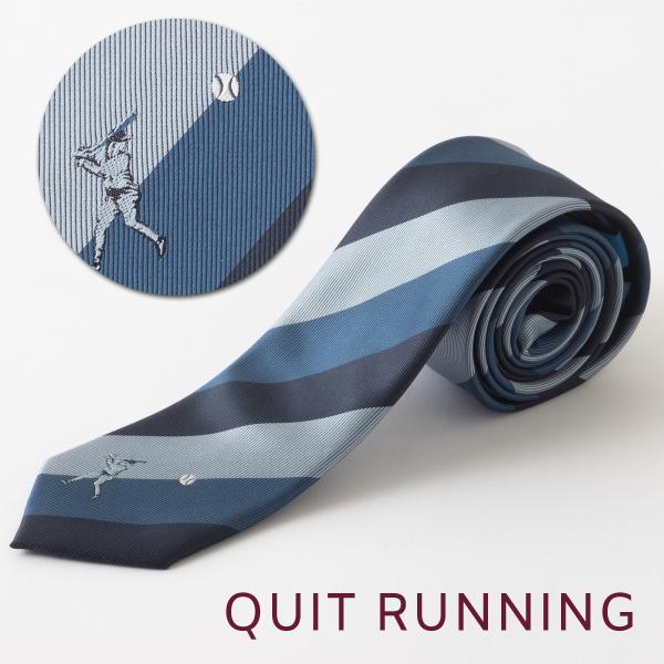 野球が趣味の方へ ホビーネクタイ 野球 ベースボール デザイン 刺繍 ブルー ストライプ CHILL...