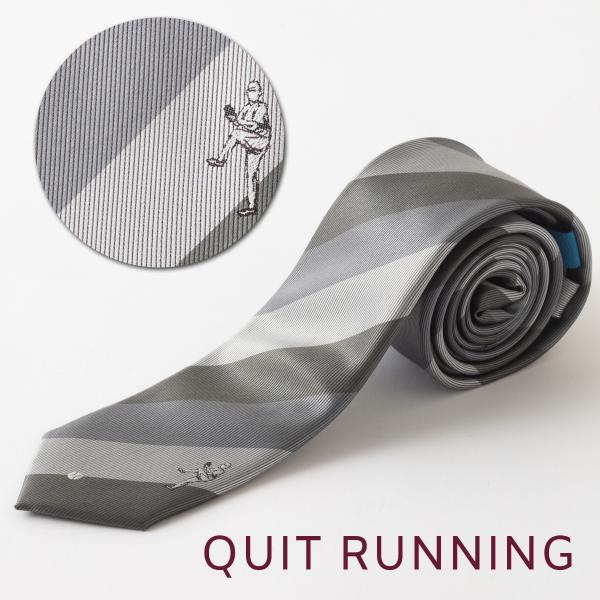 野球が趣味の方へ ホビーネクタイ 野球 ベースボール デザイン 刺繍 グレー ストライプ ピッチャー...