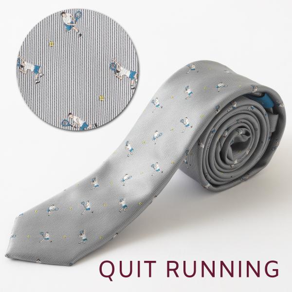 テニスが趣味の方へ ホビーネクタイ テニス デザイン 刺繍 シルバー グレー CHILLWORK ウ...