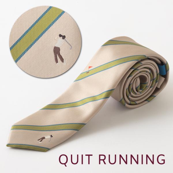 ゴルフが趣味の方へ ホビーネクタイ ゴルフ デザイン 刺繍 グレー ストライプ CHILLWORK ...