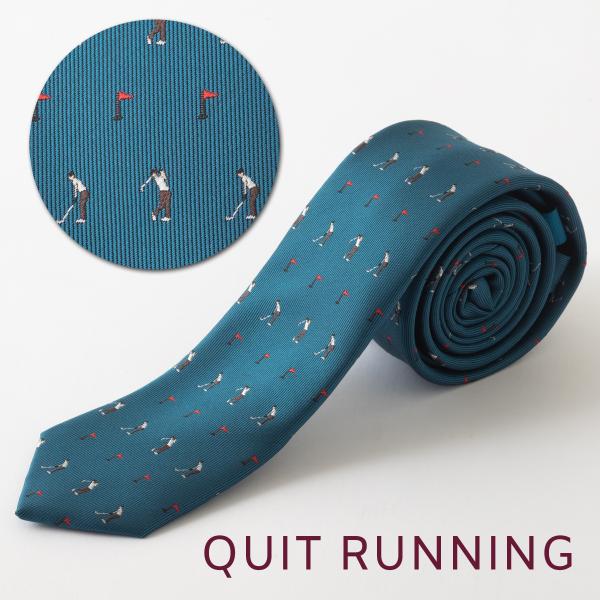 ゴルフが趣味の方へ ホビーネクタイ ゴルフ デザイン 刺繍 ブルーグリーン CHILLWORK ウォ...