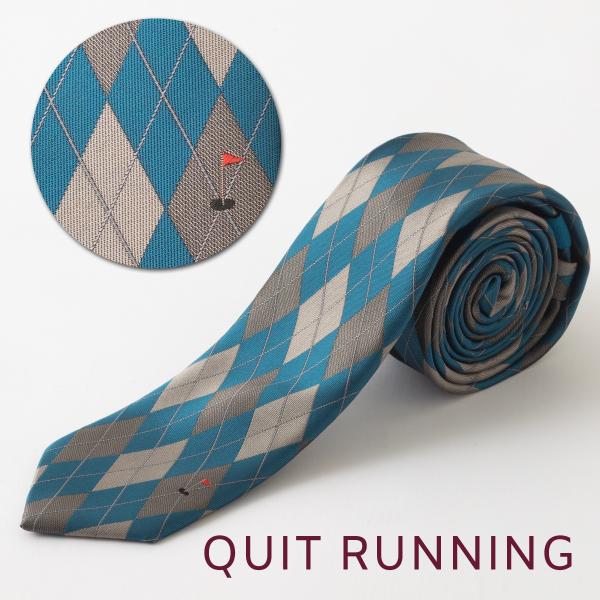 ゴルフが趣味の方へ ホビーネクタイ ゴルフ デザイン 刺繍 ブラウン グレンチェック CHILLWO...