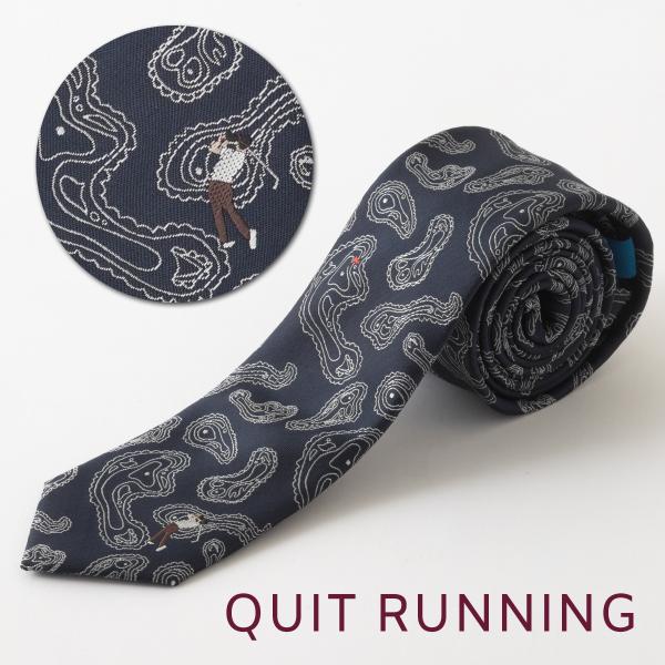 ゴルフが趣味の方へ ホビーネクタイ ゴルフ デザイン 刺繍 ネイビー ペイズリー CHILLWORK...