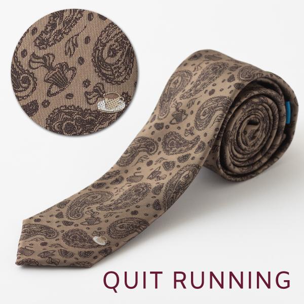 コーヒー好きの方へ ホビーネクタイ コーヒー カフェ デザイン 刺繍 ブラウン ペイズリー CHIL...