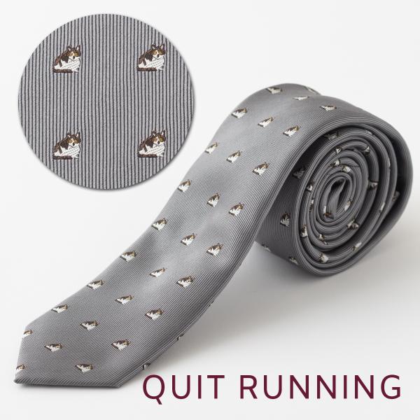 猫好きの方に キャット デザインネクタイ 刺繍 洗えるイージーケア シルバーグレー CHILLWOR...