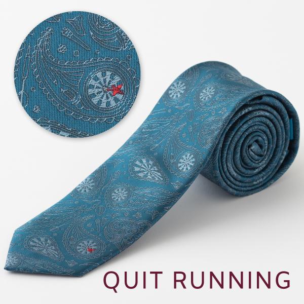 ダーツが好きな方へ ホビーネクタイ ダーツ デザイン 刺繍 ブルーグリーン ペイズリー CHILLW...