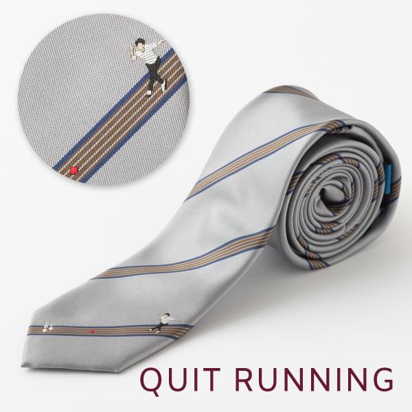 ボーリングが好きな方へ ホビーネクタイ ボーリング デザイン 刺繍 シルバー グレー ストライプ C...