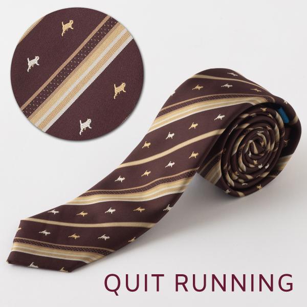 猫好きの方に キャット デザインネクタイ ストライプ 刺繍 洗えるイージーケア ボルドー CHILL...