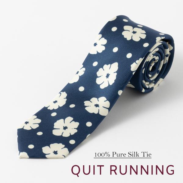 クイトランニング メンズ シルクネクタイ Quit Running フラワー フローラル 花柄 ハン...