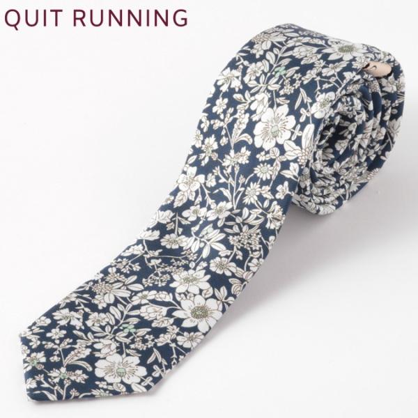 Quit Running クイトランニング フローラル フラワー 花柄 シルク ネクタイ ハンドメイ...