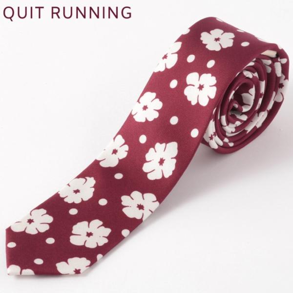 Quit Running クイトランニング フローラル フラワー 花柄 シルク ネクタイ ハンドメイ...