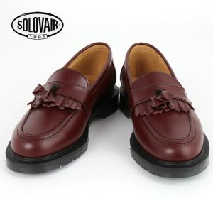 SOLOVAIR レディース 革靴 ソロヴェアー ローファー ブラック タッセル