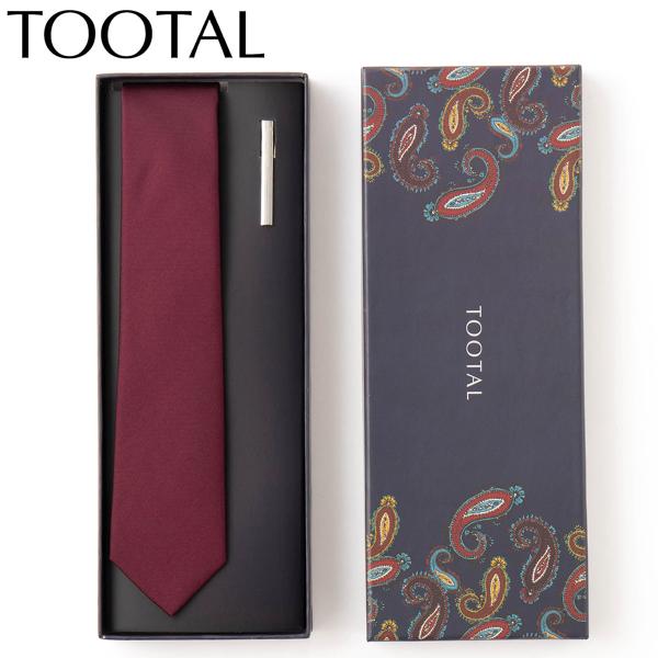 TOOTAL メンズ ネクタイピンギフトセット 100%上質シルク編み ボルドー トゥータル ヴィン...
