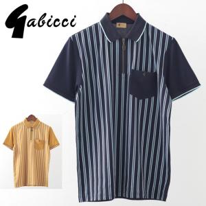 Gabicci メンズ ポロシャツ ポロ ストライプ ジップ ガビッチ 2色 ネイビー ヘイ レトロ モッズファッション｜ukclozest